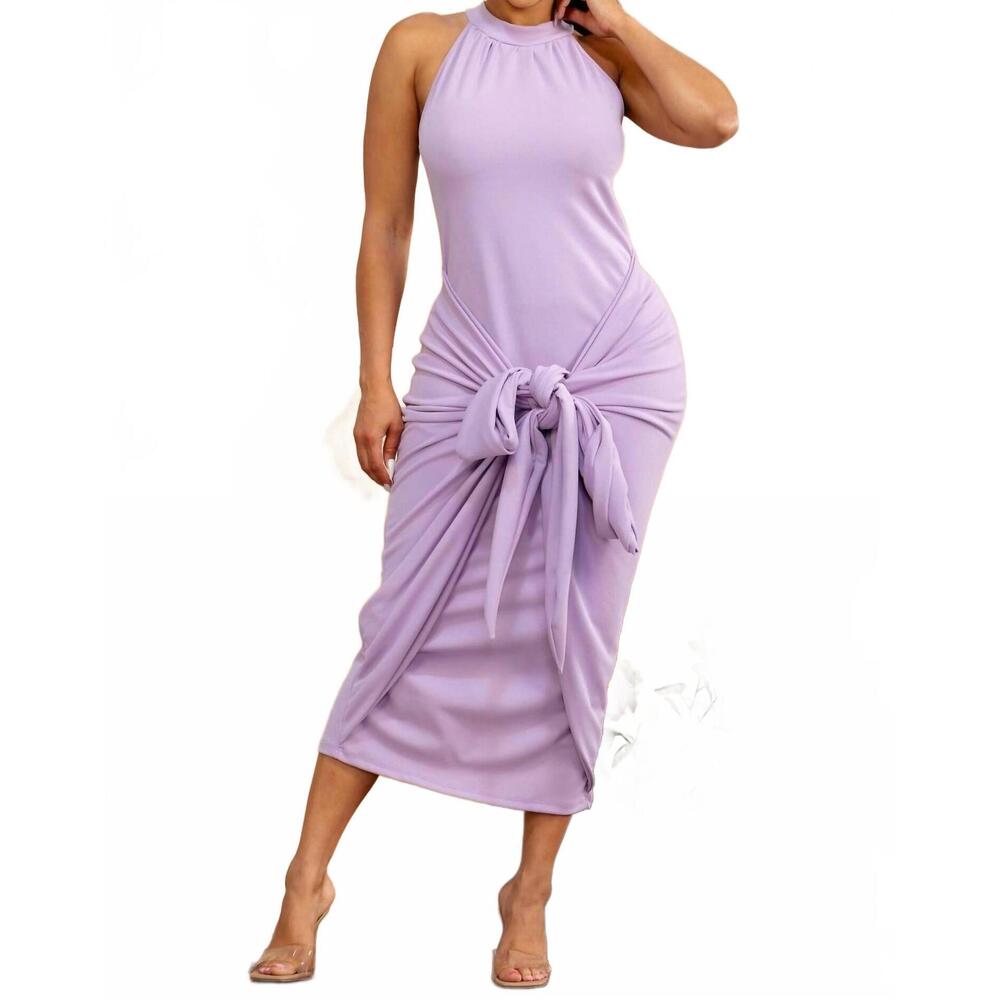 NEW KAREN T DESIGN halter neck maxi dress in lavender